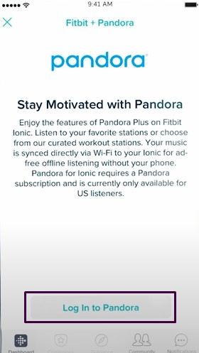 log in to pandora