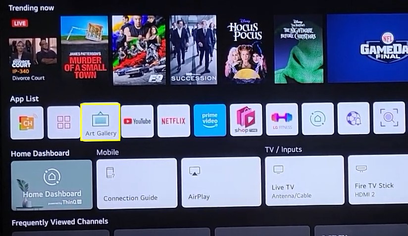 Turn On Gallery Mode on LG TV