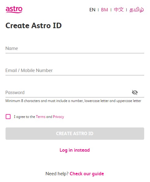 Create an Astro ID