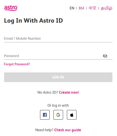 log in with astro id