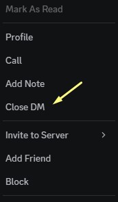 Close a DM on Discord From PC