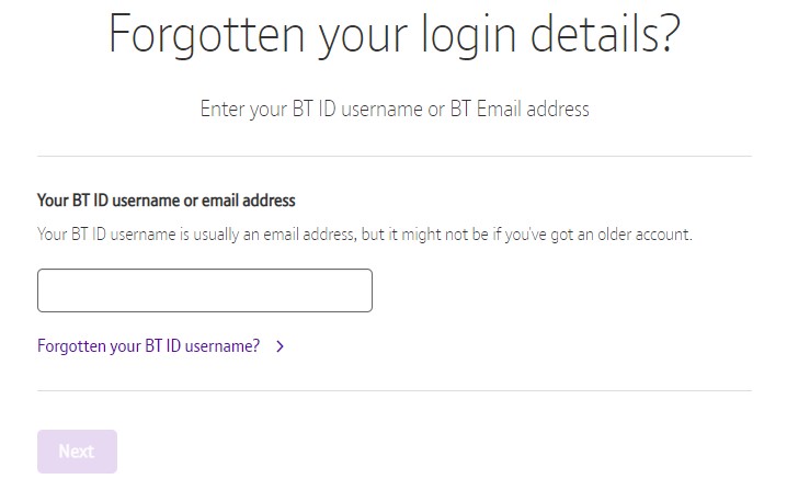 forgotten login details