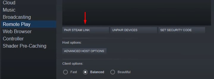 Pair Steam Link 