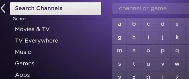 Search Channels on roku