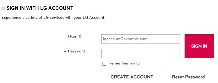 SIGN IN WITH LG ACCOUNT