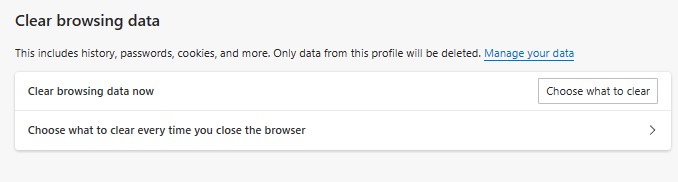 Clear browsing data