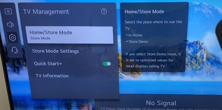 Home Mode lg tv