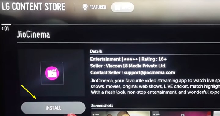 Install JioCinema on LG TV