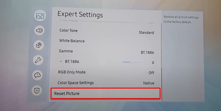 Reset the Picture Settings on Samsung TV