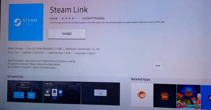 steam link on samsung smart tv