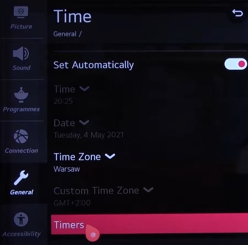 Timer on LG Smart 