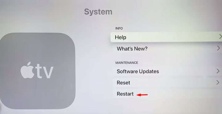 Restart apple tv