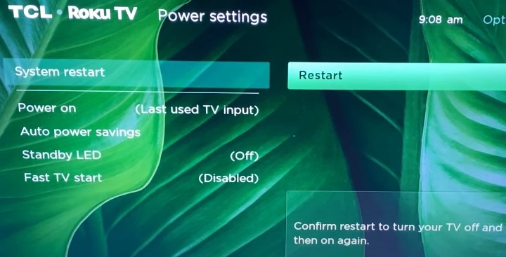 Restart your Roku TV